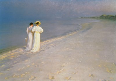 Tarde de verano en la playa sur de Skagen con Anna Ancher y Marie Kroyer de Peder Severin Krøyer